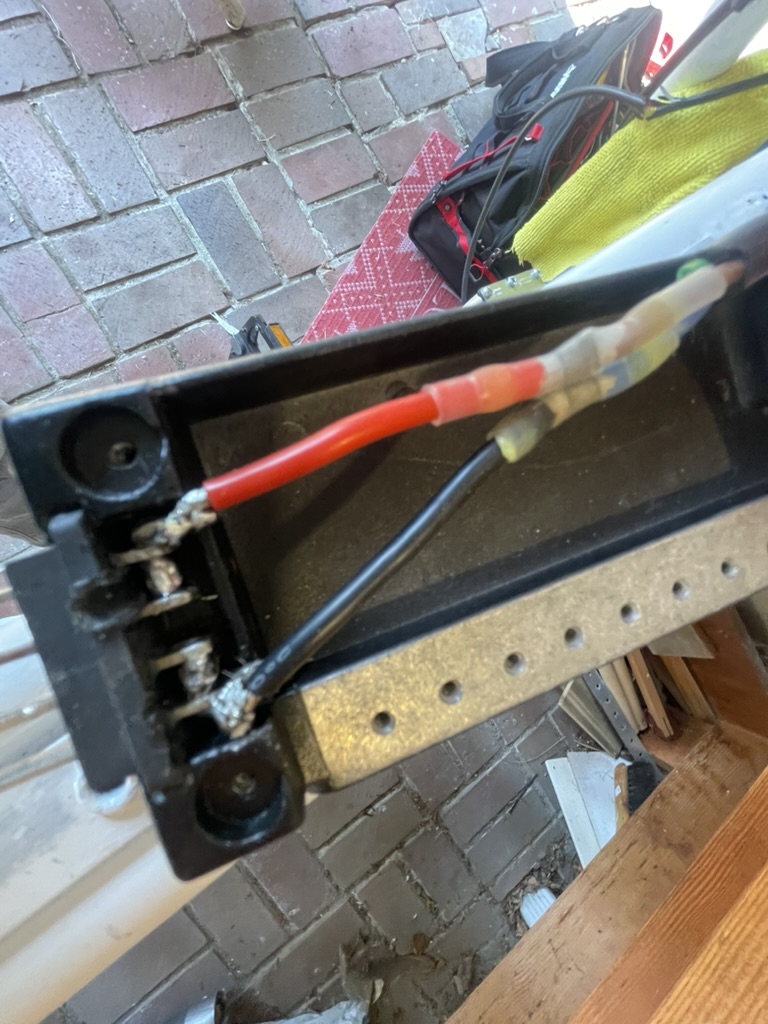 Resoldered battery connector wiring after rerouting it